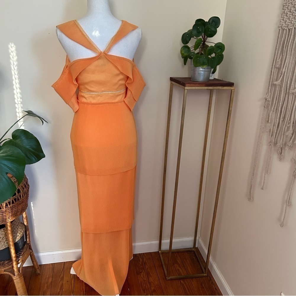 Saylor Nell Pleated Tiered Maxi Dress In Tangerine Sz S View 4